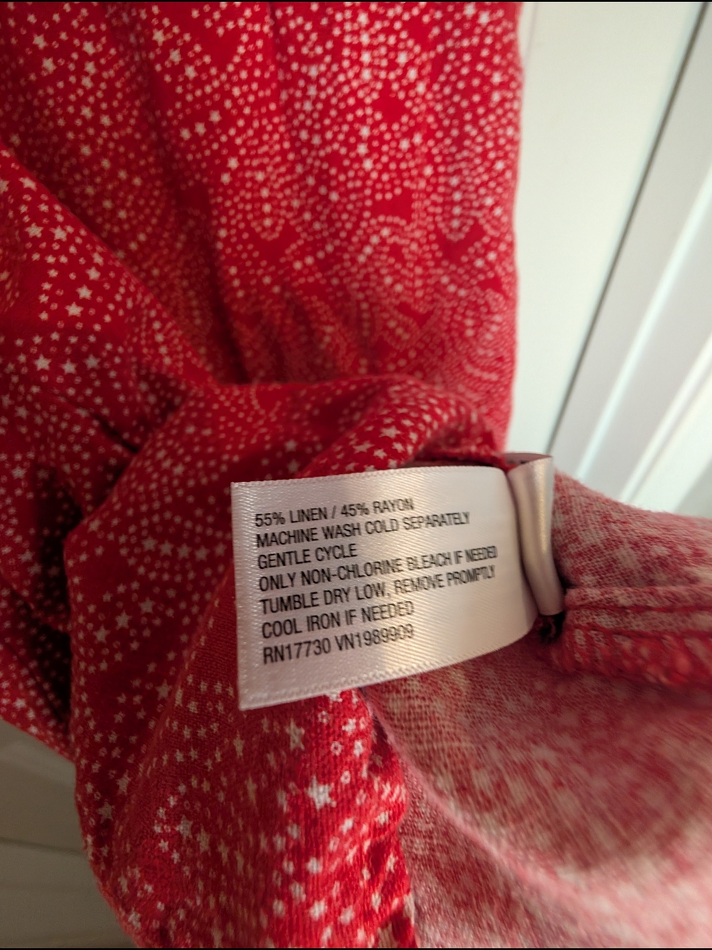 Red Line Star Pattern Button-Front Mini Dress - Picture 2 of 4